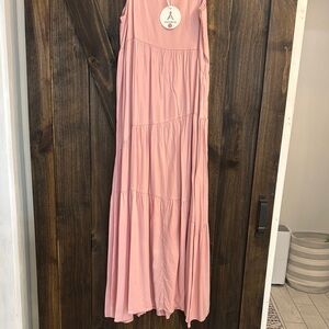 Pink Sleeveless Maxi Dress